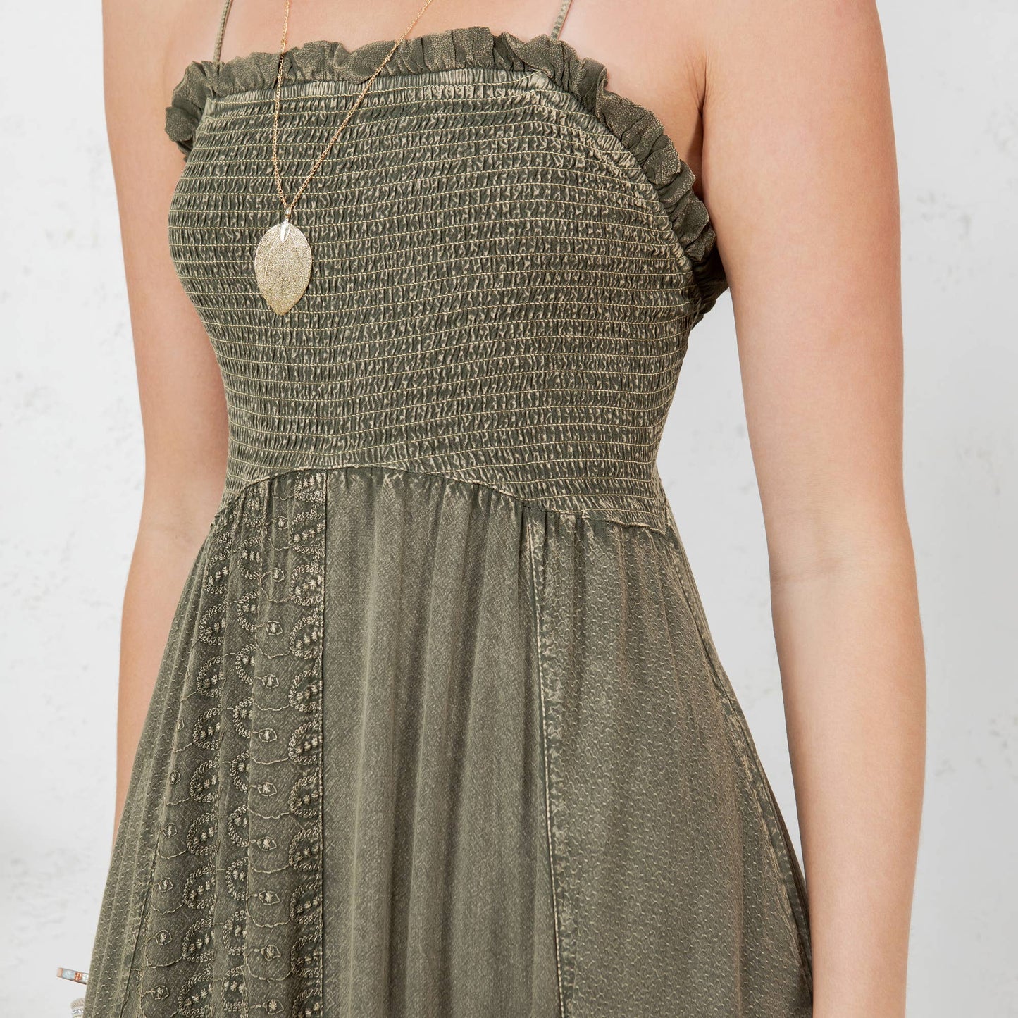 Young Threads - Sun-Kissed Patchwork: Smocked Bliss Boho Mid-Length Dress 