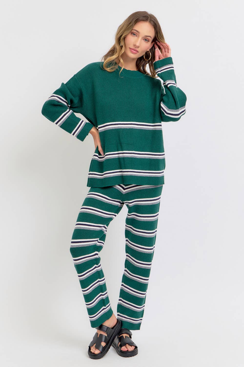 Sweet Lovely by Jen - KNIT STRIPED PULL-ON-PANTS