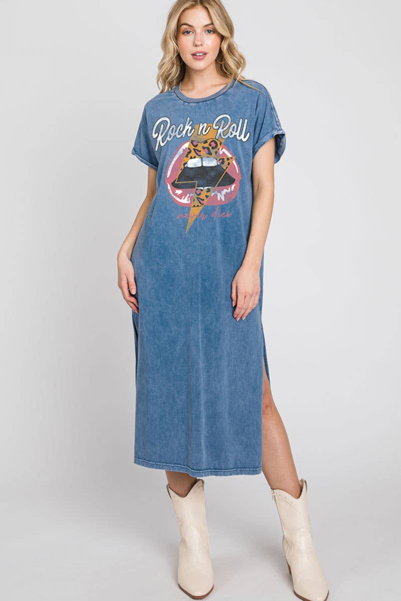 HRTandLUV - ROCK AND ROLL NEVER DIES MINERAL GRAPHIC DRESS