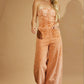 WISTERIA LANE - BOHO MINERAL WASH WIDE LEG DENIM JUMPSUIT