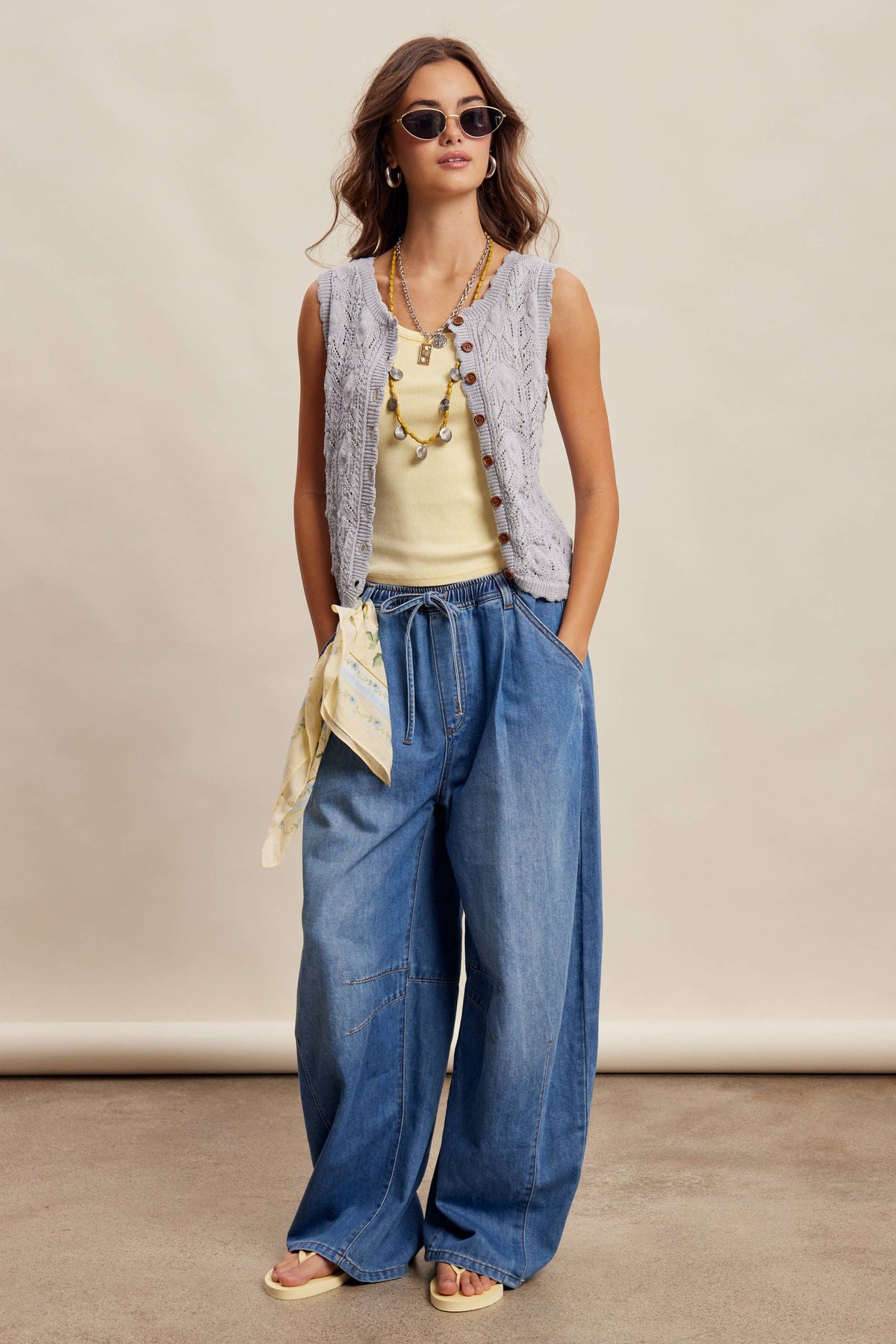 Listicle - Drawstring Wide-Leg Denim Pants LP0278