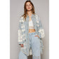 Pol Clothing - Oversize distressed crochet patch denim shacket