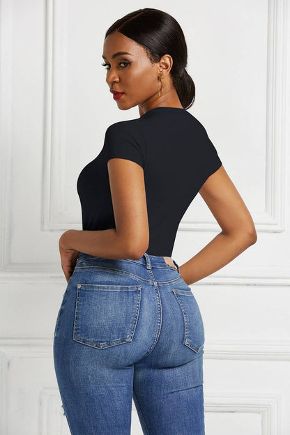 NINEXIS - CWSBSS0036_SOLID COLOR ROUND NECK SHORT SLEEVE BODYSUIT