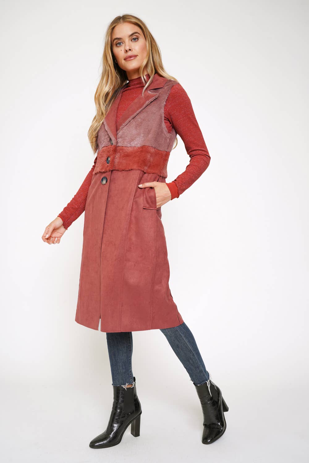 Mystree - Faux Fur Mix Coat