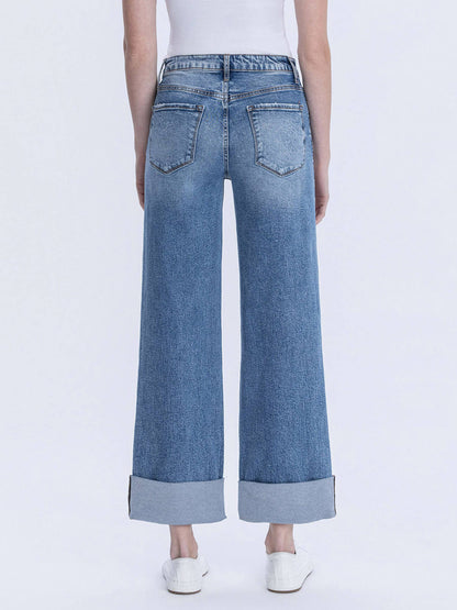 Lovervet by VERVET - SUPER HIGH RISE DOUBLE CUFFED BAGGY WIDE JEANS LV1459