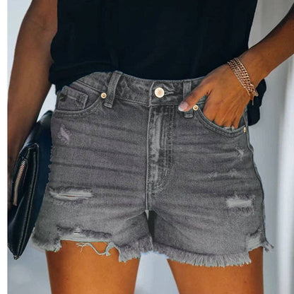 Lovesoft - Women's High-rise Ripped Stretch Summer Denim Shorts