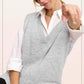 La Miel - MCS3589-Oversized Soft Knit Sweater Vest with Side Slit