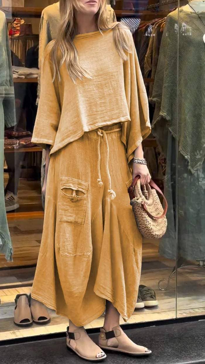 Fashion Combination - Boho Loose Two-Piece Set with Drawstring Skirt – Aesthetic