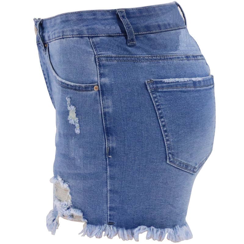 Lovesoft - Women's High-rise Ripped Stretch Summer Denim Shorts