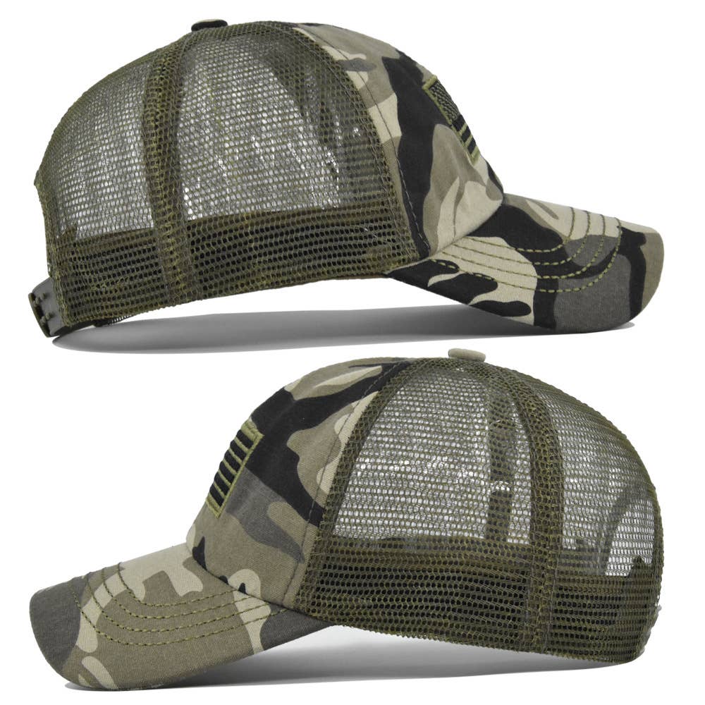 UNISHE - Camo USA Flag 4th of july Trucker Hats DX032