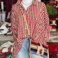 Plaid Print Button Up Oversize Blouse Shirt