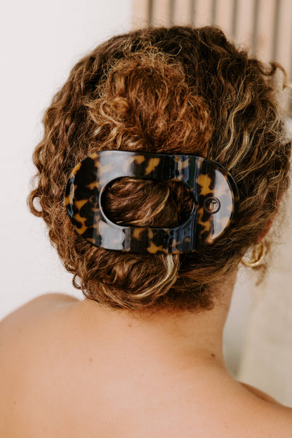 TELETIES - Round Flat Hair Clip | Large | Tortoise
