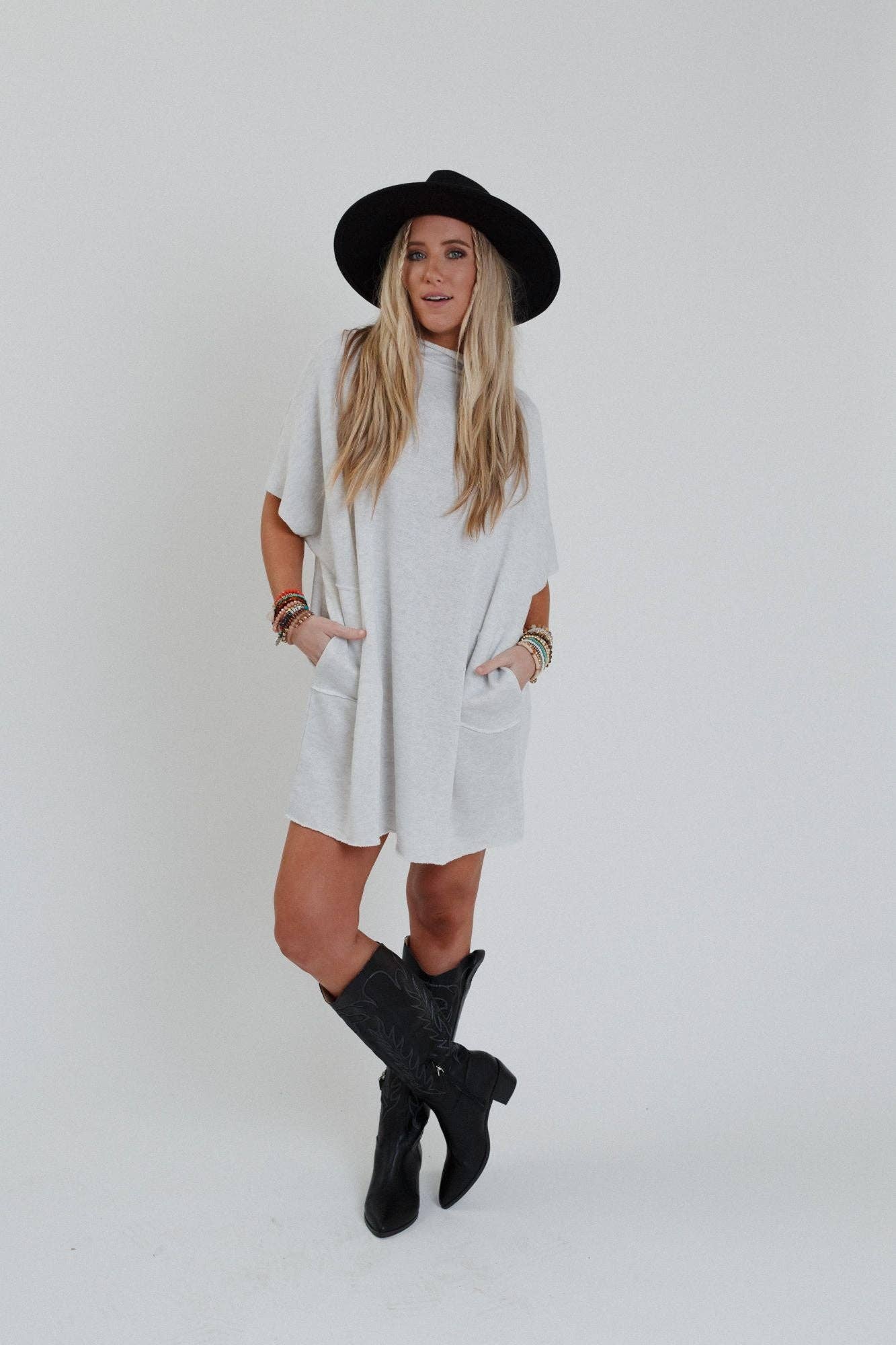 Three Bird Nest - Laid Back Luxe Dress - Light Heather Gray: XL
