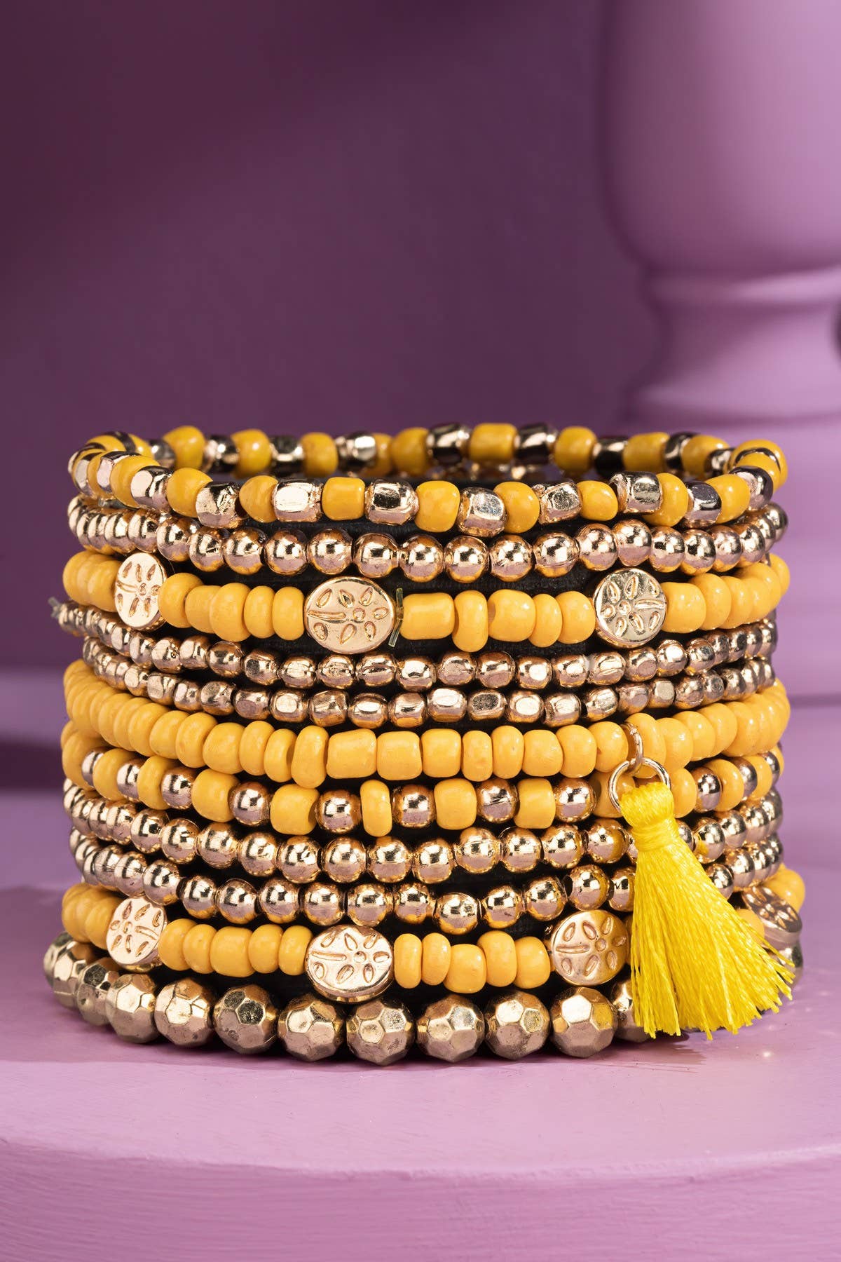 Urbanista - 12 Layered Mixed Bead Stretch Bracelet Set