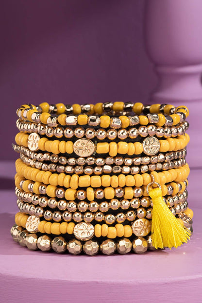 Urbanista - 12 Layered Mixed Bead Stretch Bracelet Set