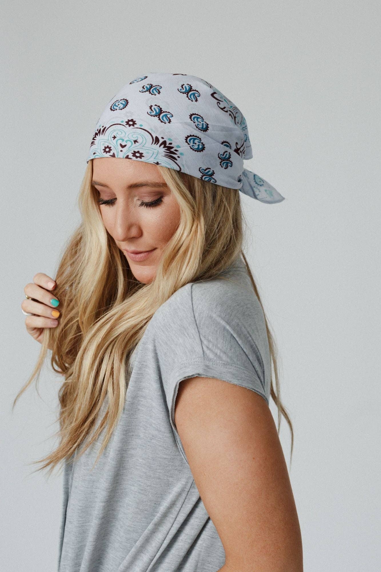 Love Full Paisley Bandana- Blue