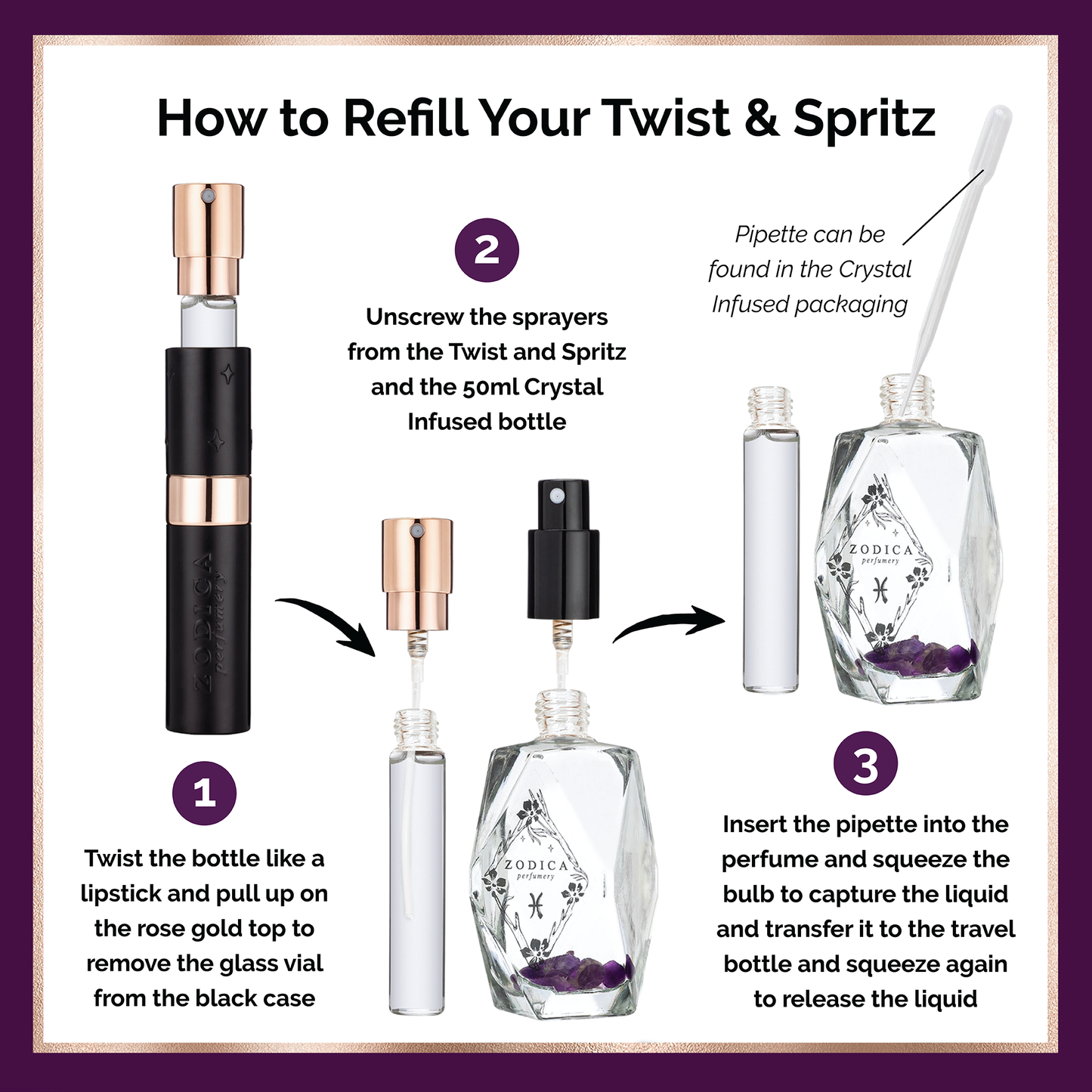 Zodica Perfumery - Zodiac Perfume Twist & Spritz Travel Spray Gift Set 8ml: Cancer