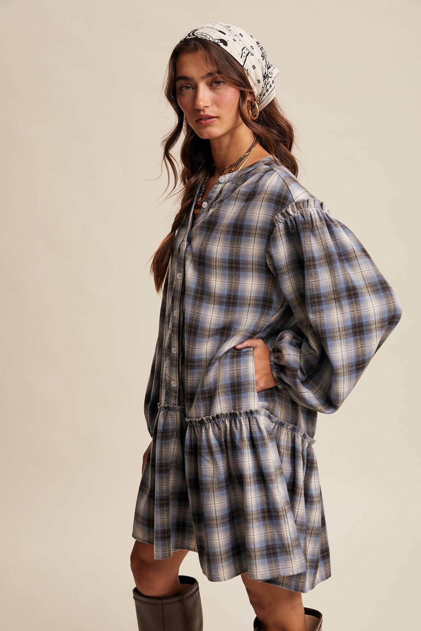 Listicle - Plaid Drop-Waist Mini Dress