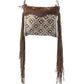 Clea Ray Canvas Bags & Clothing - Brown and Blue Crossbody With Fringe Fur and Canvas