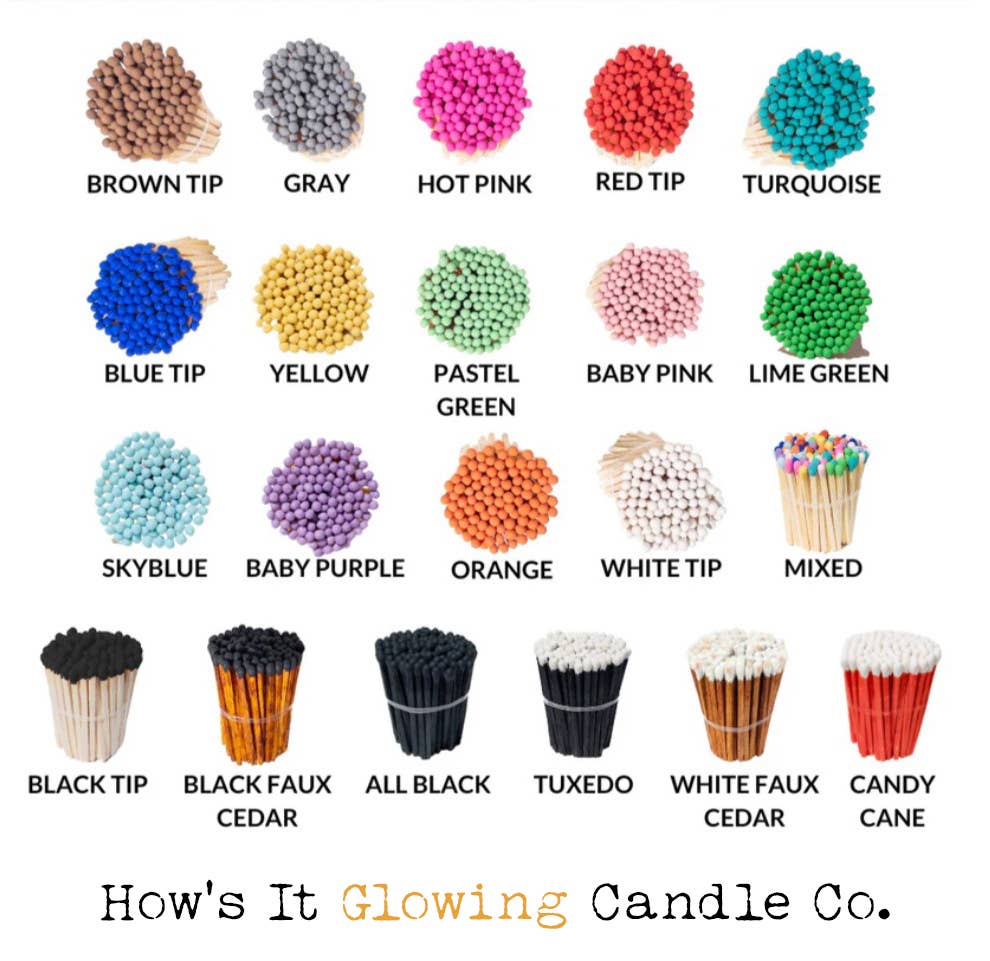 How's It Glowing Candle Co. - Apothecary Vial Safety Matches & Striker | Glass w Cork Lid