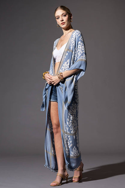 Urbanista - Damask Print Kimono with Sleeves