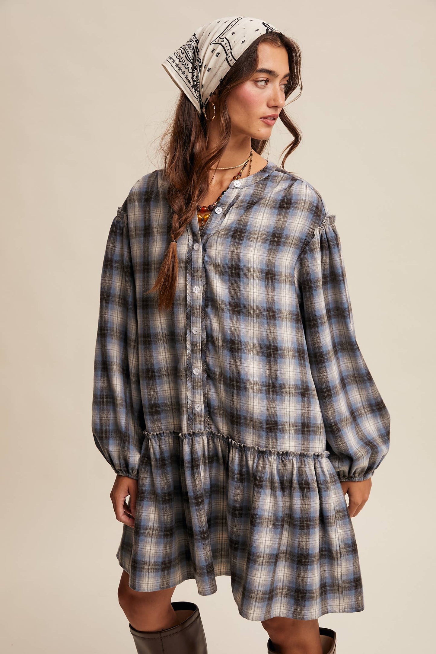 Listicle - Plaid Drop-Waist Mini Dress