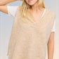 La Miel - MCS3589-Oversized Soft Knit Sweater Vest with Side Slit