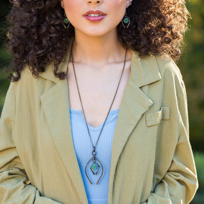 Anju Jewelry - Handmade Antique Brass Aventurine Necklace