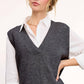 La Miel - MCS3589-Oversized Soft Knit Sweater Vest with Side Slit