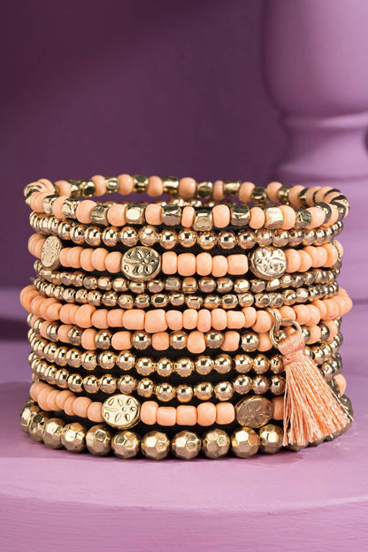 Urbanista - 12 Layered Mixed Bead Stretch Bracelet Set