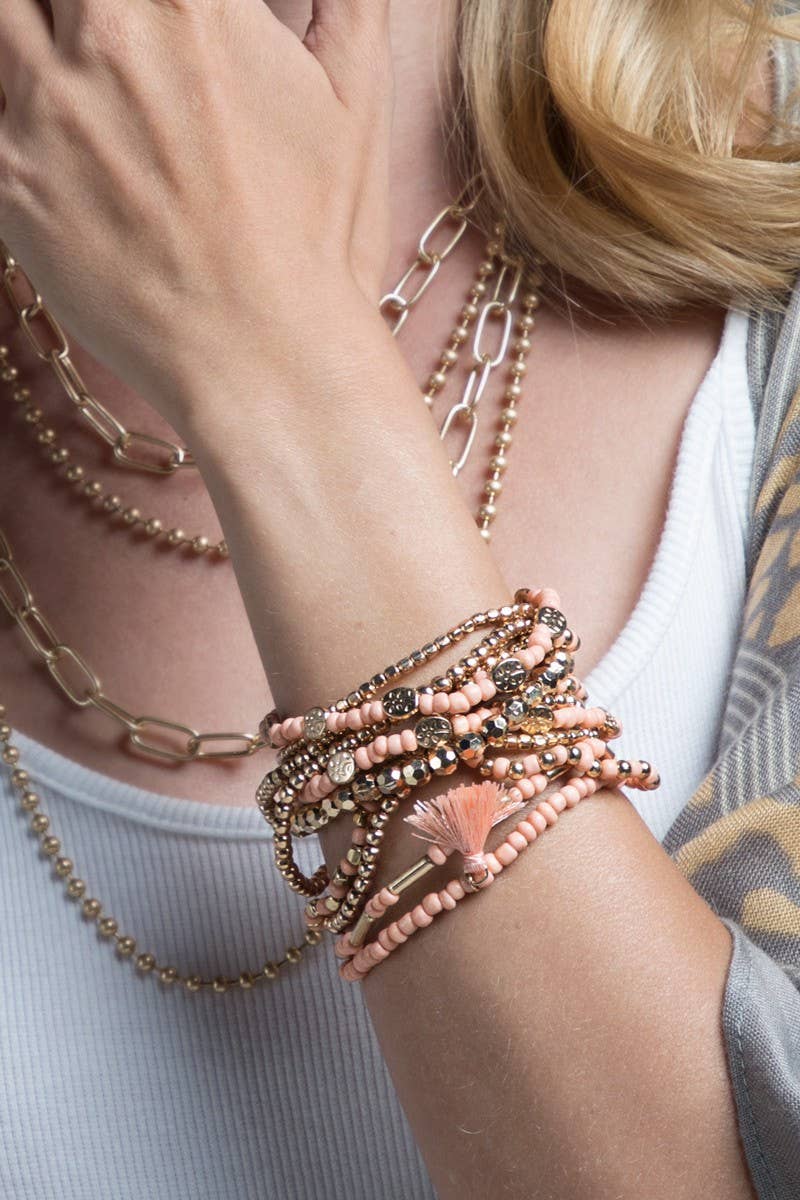 Urbanista - 12 Layered Mixed Bead Stretch Bracelet Set