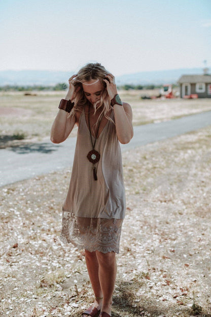 Three Bird Nest - Prima Lace Hem Slip - Mocha