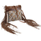 Clea Ray Canvas Bags & Clothing - Brown and Blue Crossbody With Fringe Fur and Canvas