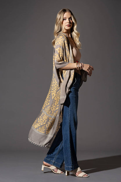 Urbanista - Damask Print Kimono with Sleeves