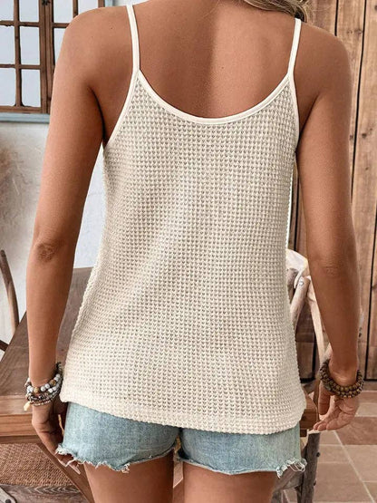Lovesoft - Women Knit Camisole Scallop Trim V Neck Tank Top
