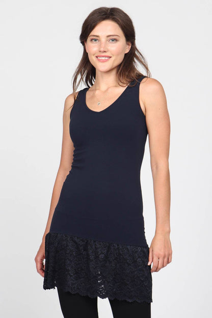M.Rena - Reversible V-Scoop Tank Dress w/ Large Lace Hem
