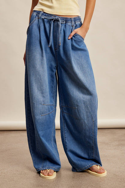 Listicle - Drawstring Wide-Leg Denim Pants LP0278