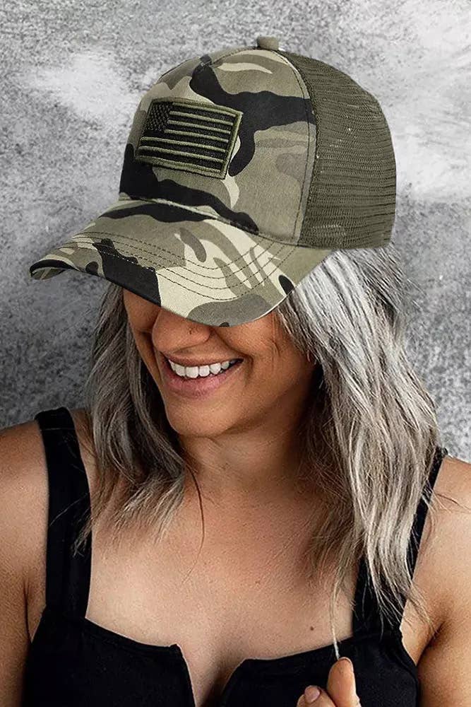 UNISHE - Camo USA Flag 4th of july Trucker Hats DX032