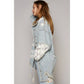 Pol Clothing - Oversize distressed crochet patch denim shacket