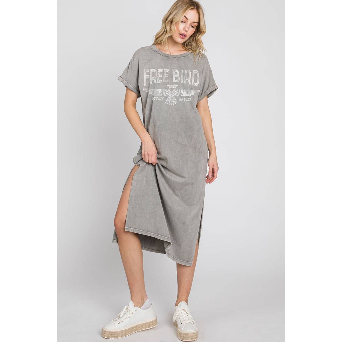 HRTandLUV - FREE BIRD MINERAL GRAPHIC DRESS: Mineral Black / L