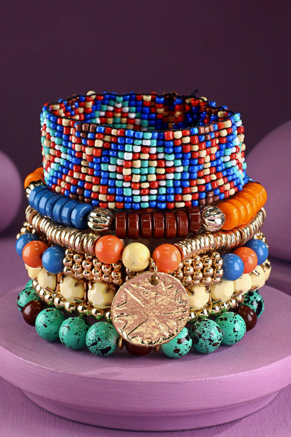 Urbanista - 7- Layer Decorative Seed Bead Stackable Bracelet