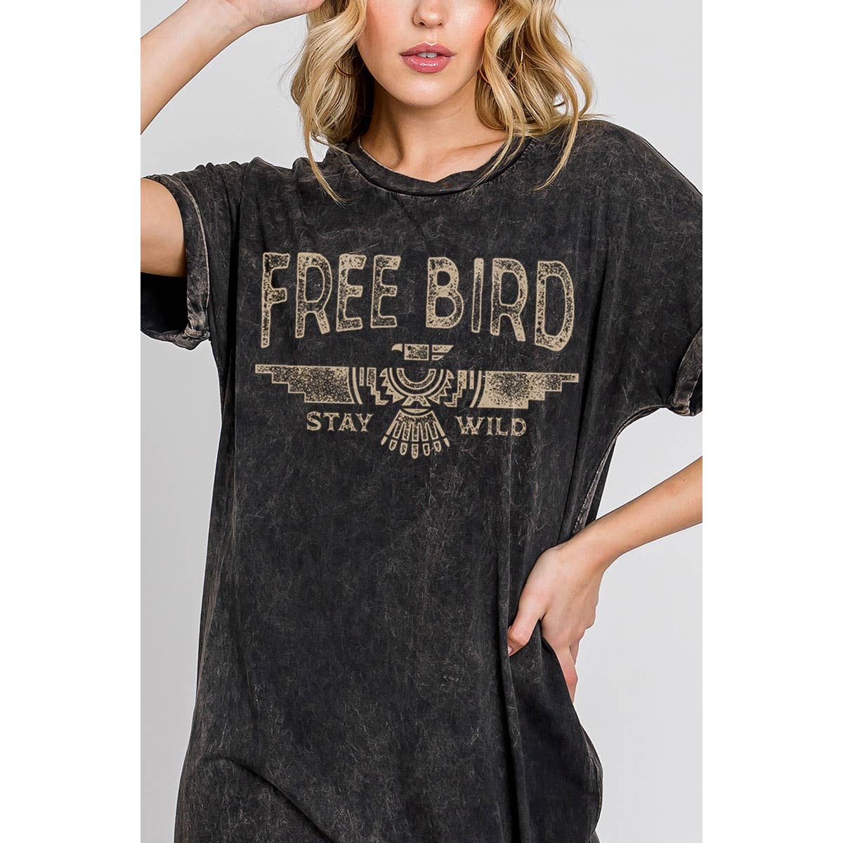 HRTandLUV - FREE BIRD MINERAL GRAPHIC DRESS: Mineral Black / L