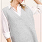 La Miel - MCS3589-Oversized Soft Knit Sweater Vest with Side Slit