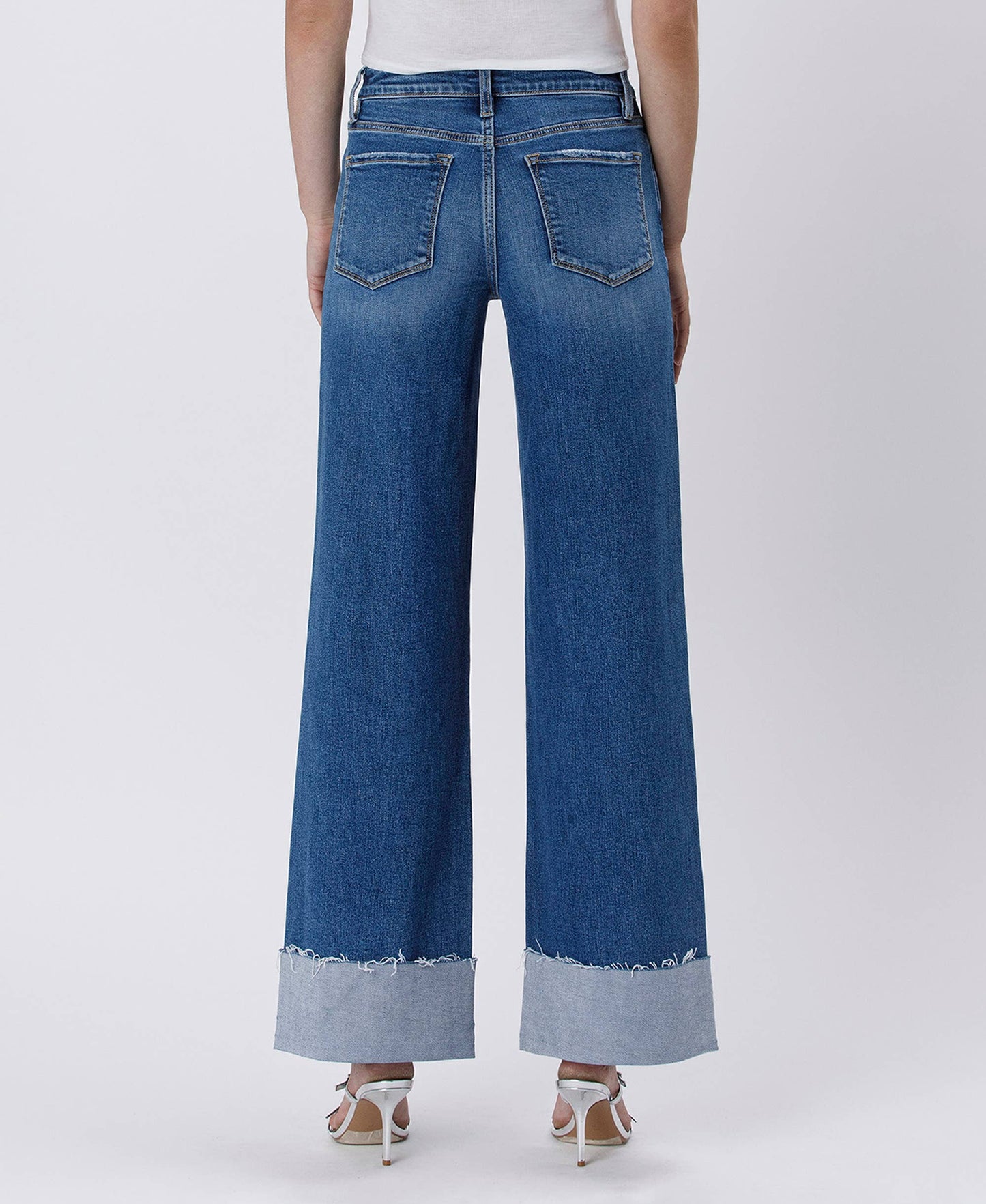 Lovervet by VERVET - HIGH RISE CUFFED WIDE JEANS LV1592