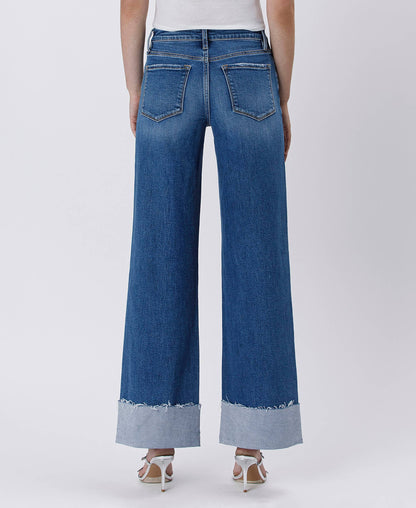Lovervet by VERVET - HIGH RISE CUFFED WIDE JEANS LV1592