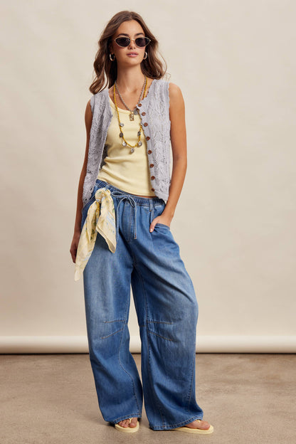 Listicle - Drawstring Wide-Leg Denim Pants LP0278