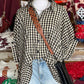 Plaid Print Button Up Oversize Blouse Shirt