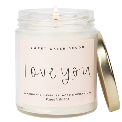 Sweet Water Decor - Love You 9 oz Soy Candle - Wedding Gifts & Decor