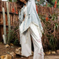 Pol Clothing - Oversize distressed crochet patch denim shacket