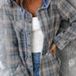 Plaid Hoodies Shacket Shirt Jacket